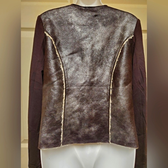 Ella Moss Womens Metallic Collarless Long Sleeve Side Zip Jacket Silver Size M - Picture 9 of 12